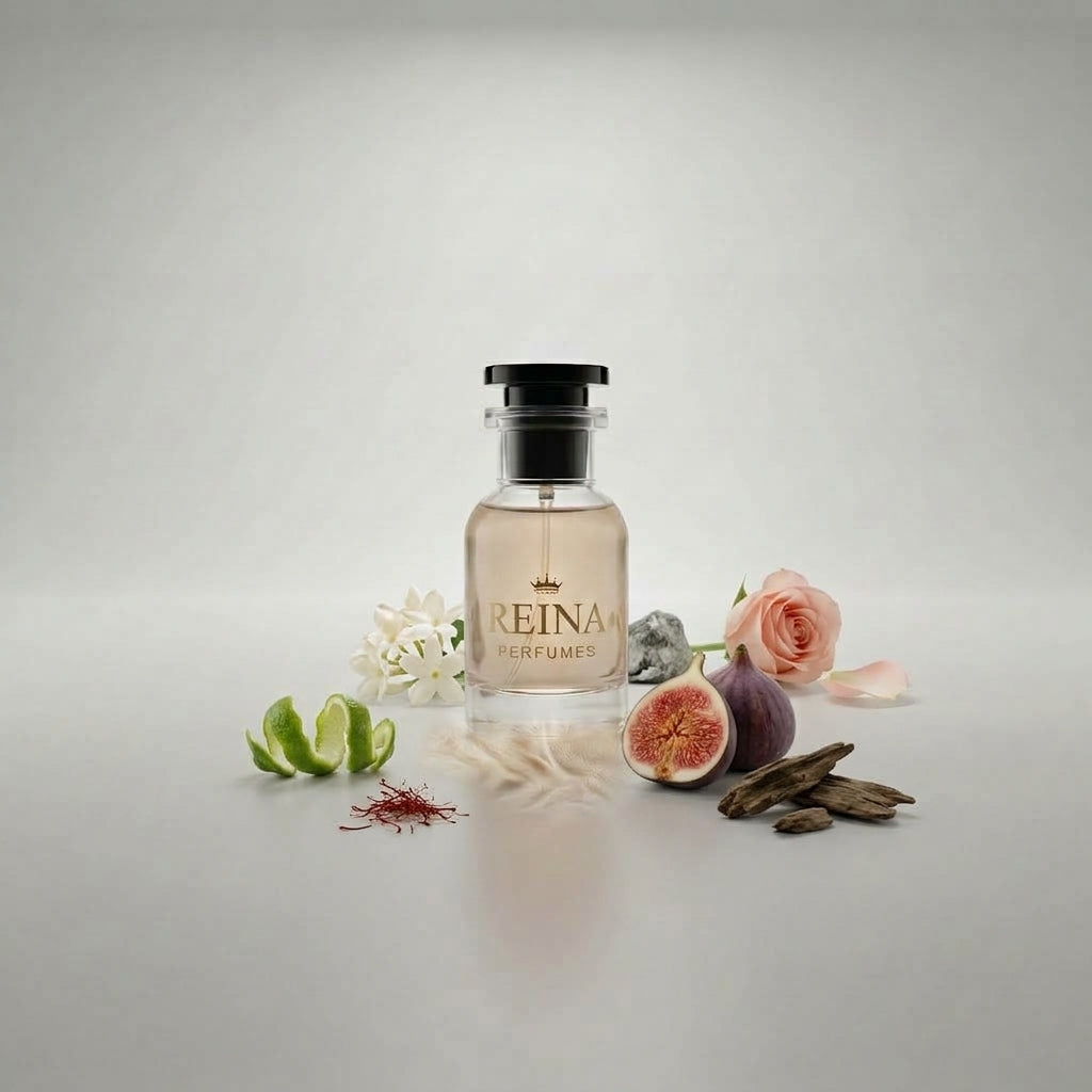 Frasco de perfume Ámbar Oud unisex de Reina Perfumes
