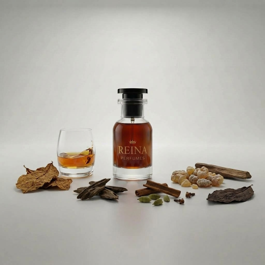 Frasco de perfume Tabaco & Oud unisex de Reina Perfumes